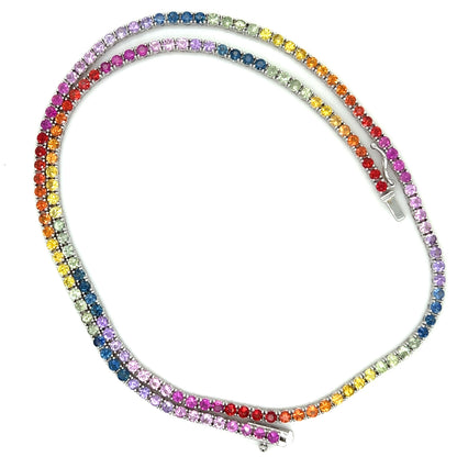 Natural Rainbow Sapphire 18K Gold Necklace