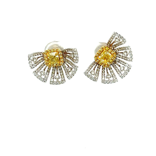 Natural Yellow Flower Diamond earrings