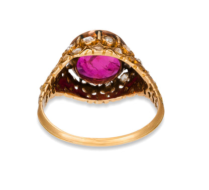 Vintage 3.15 ct Burma Ruby & rose cut Diamond Ring