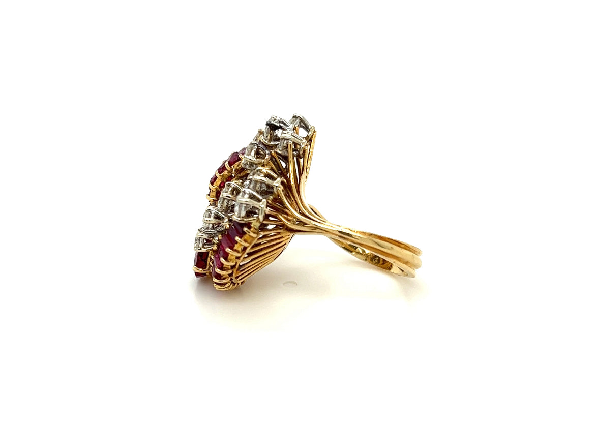 3.16Carat Pear Ruby & Diamond Cluster Ring