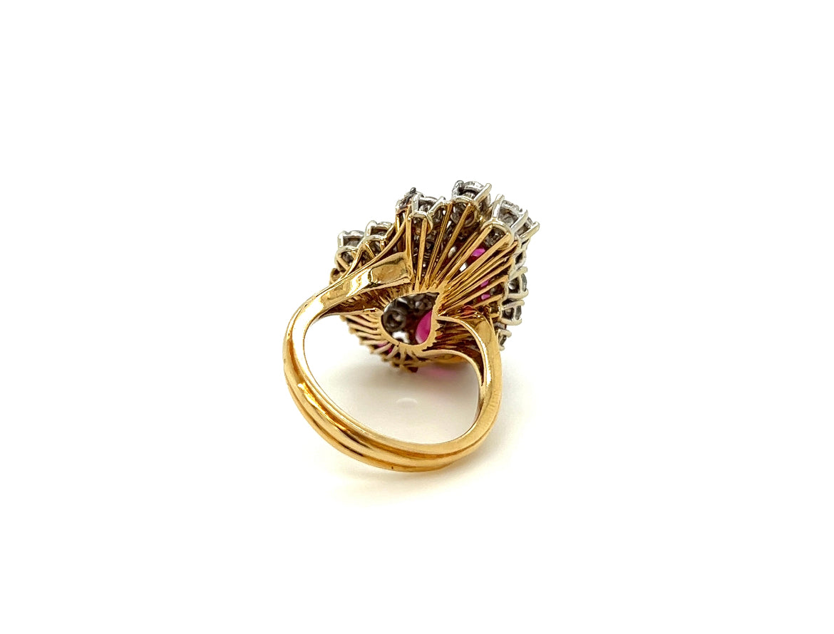 3.16Carat Pear Ruby & Diamond Cluster Ring