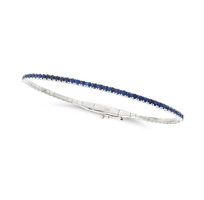 Sapphire Tennis Bracelet Bangle in 14K White Gold
