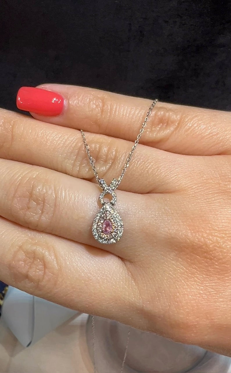 Pink diamond teardrop necklace