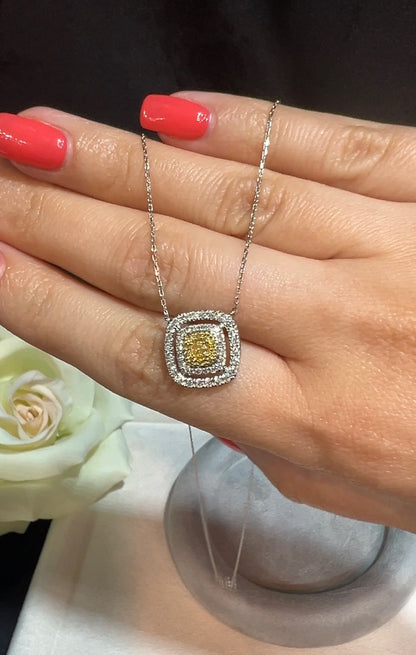 Yellow diamond square shape pendant