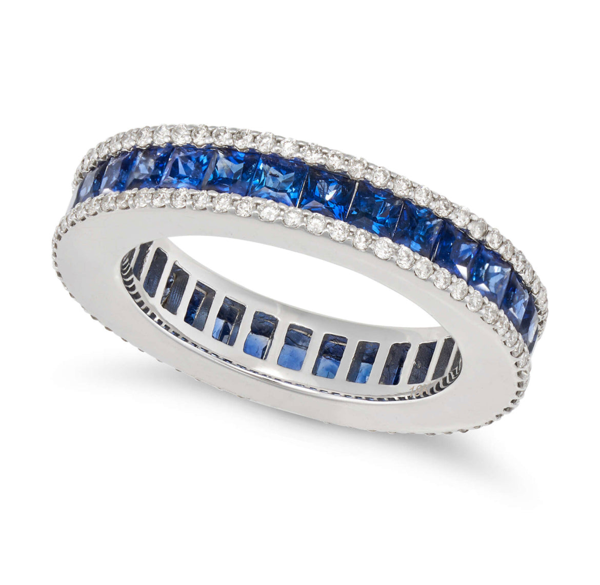 Princess cut Sapphire & diamond full Eternity ring