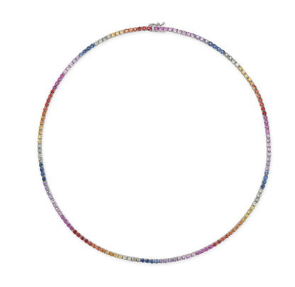 Natural Rainbow Sapphire 18K Gold Necklace