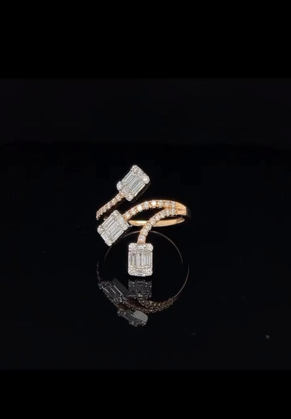 3head Cluster Diamond Rose Gold Ring