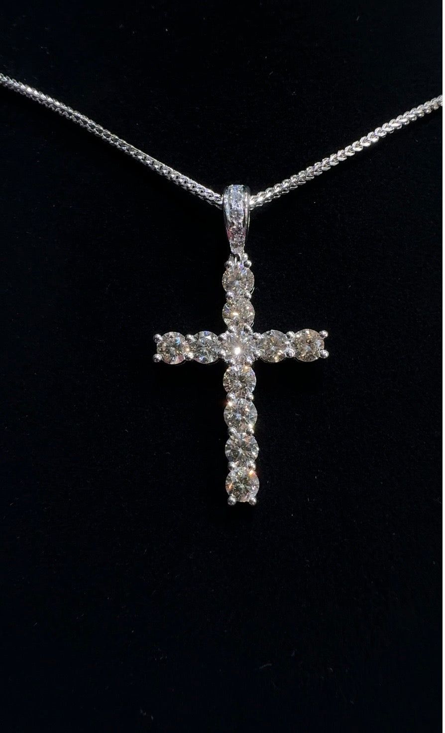 3 Carat Diamond Cross Pendant 18K White Gold