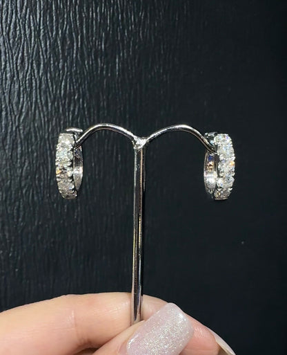 18K White Gold Diamond Hoop Earrings