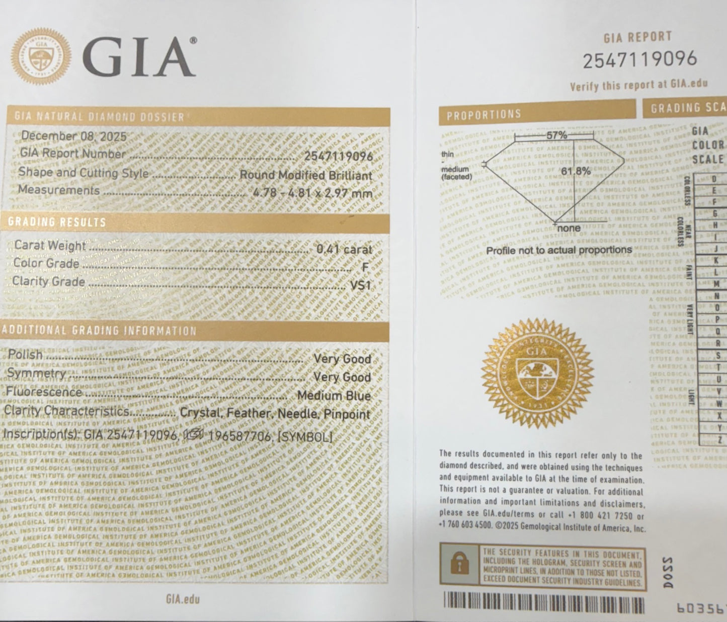 GIA Certified Pair of 0.82ct Diamond stud Earrings in 18K White Gold