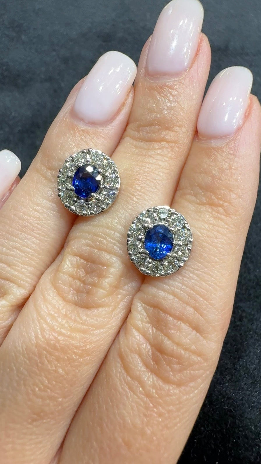 Ceylon Sapphire & Diamond Earrings in 18K White Gold