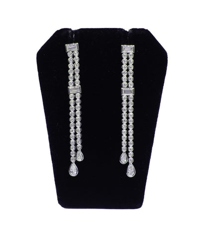 Two-Row Diamond Drop Earrings in 18K White Gold
