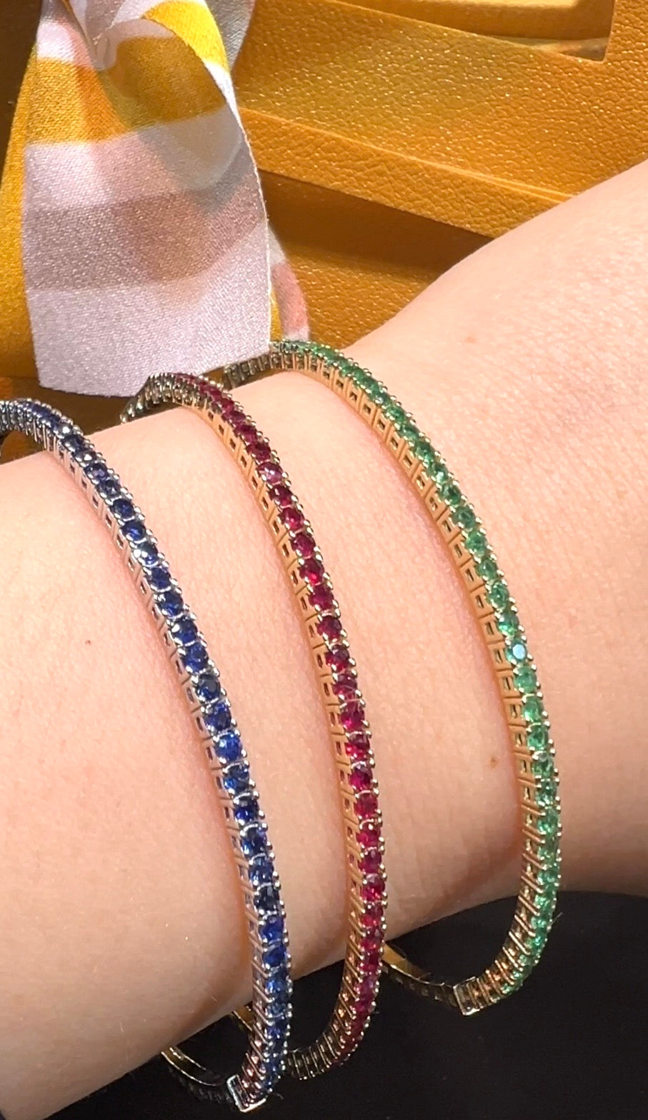 Emerald Tennis Bracelet 14K Yellow Gold