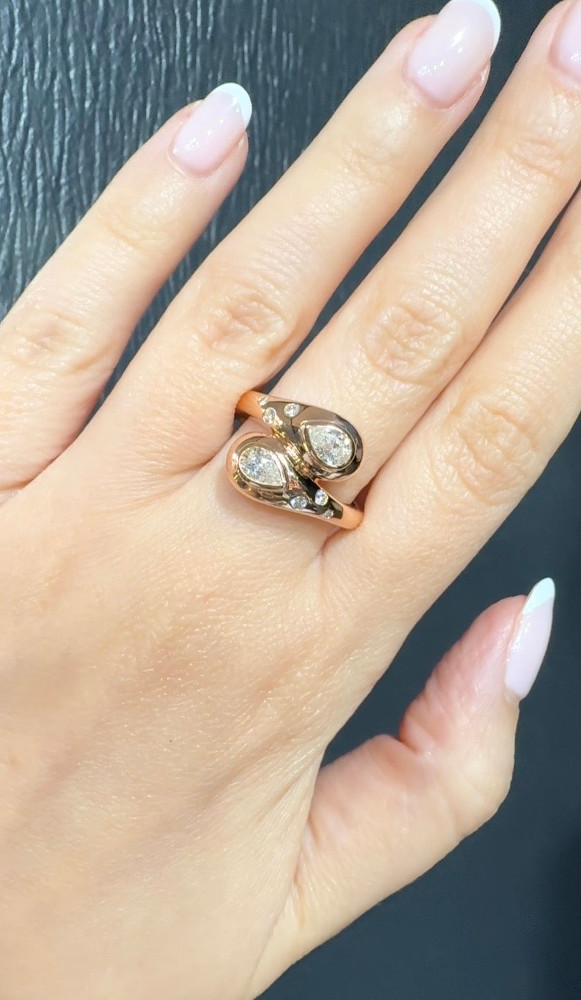 Pear Shaped Diamond Wrap Ring in 18K Rose Gold