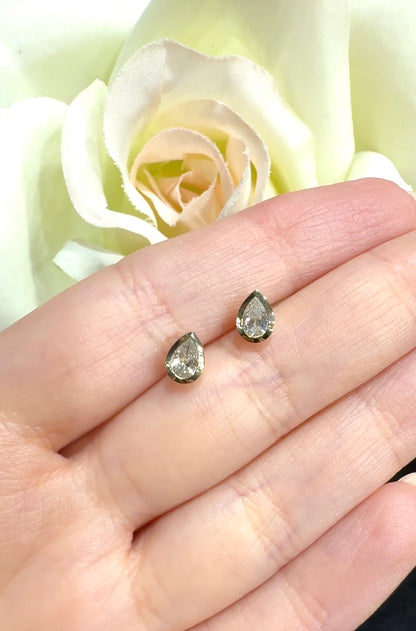 Pear Shape Diamond Stud Earrings in 18K Yellow Gold