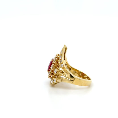 Cushion Ruby & diamond Cluster Ring