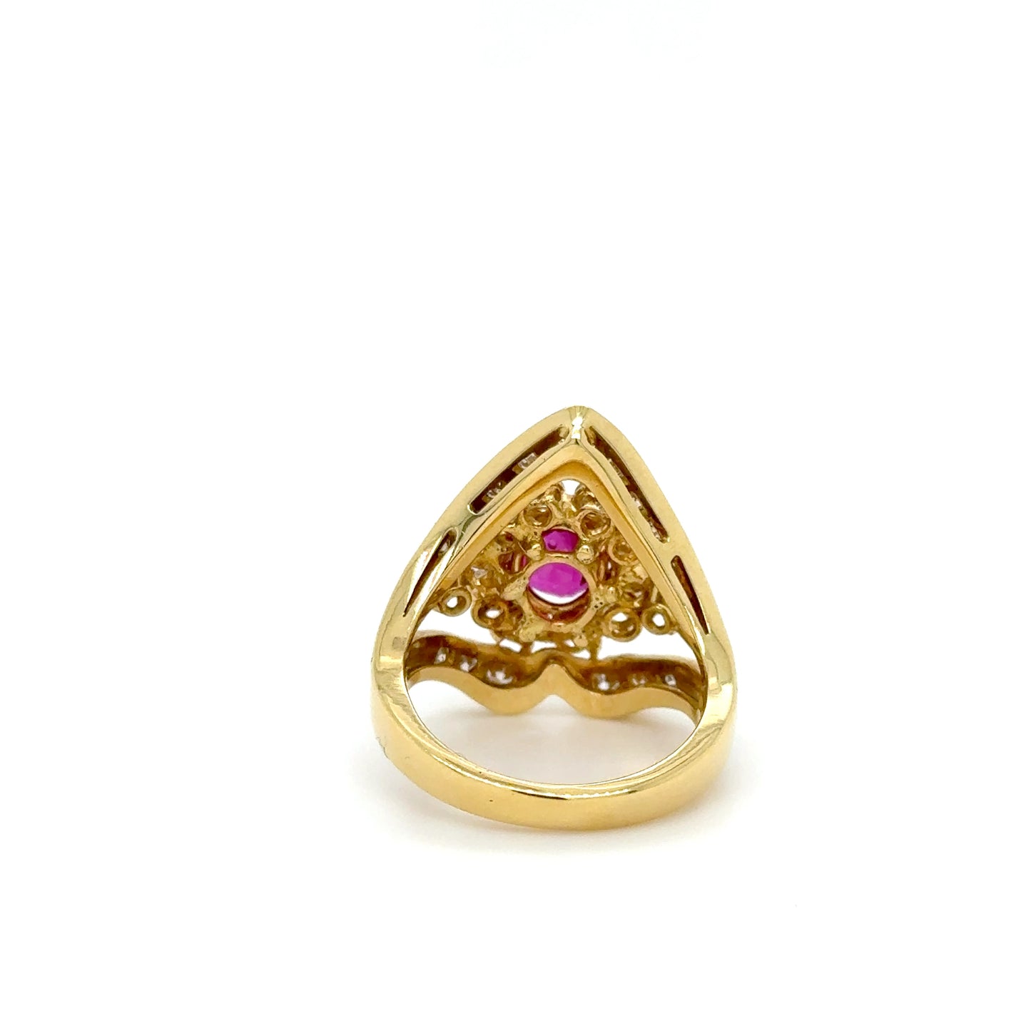 Cushion Ruby & diamond Cluster Ring