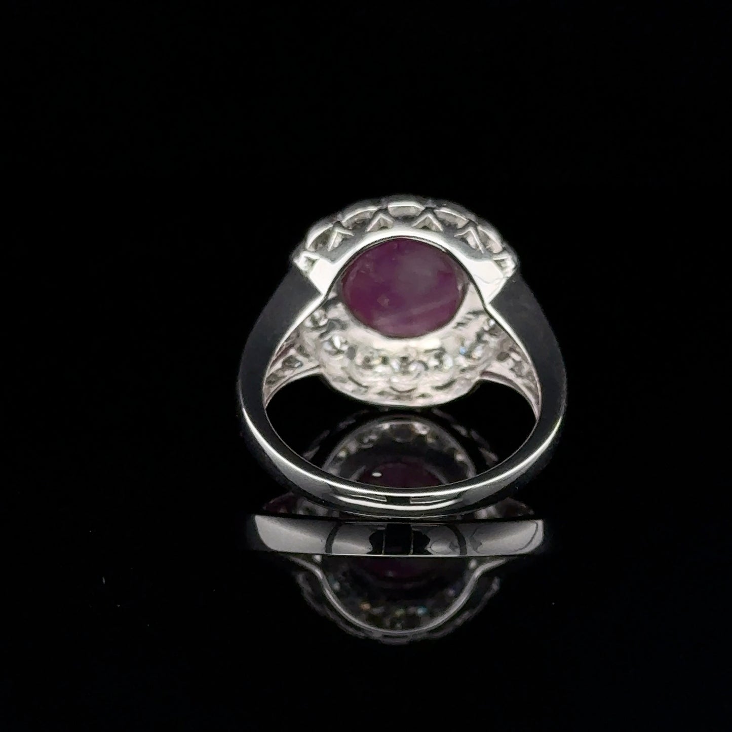 5.71 Ct Burma Cabochon Star Ruby & diamonds ring