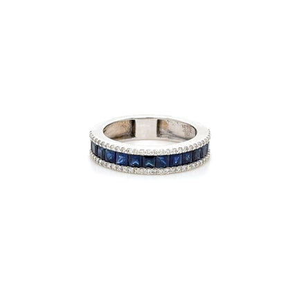 18K gold Sapphire & diamond half eternity ring