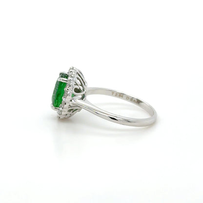 18k gold 2.64 ct. Tsavorite & diamond cluster ring
