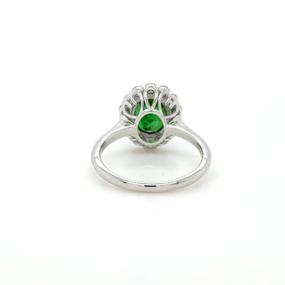 18k gold 2.64 ct. Tsavorite & diamond cluster ring