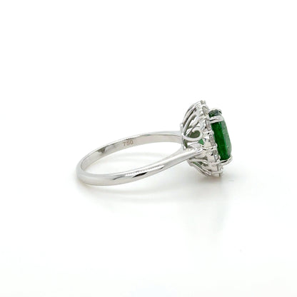 18k gold 2.64 ct. Tsavorite & diamond cluster ring