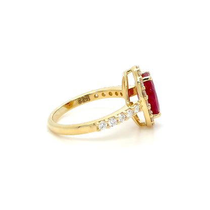 18k gold Oval mixed cut Ruby & diamond ring