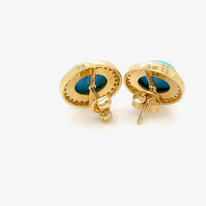 18k Gold Turquoise & diamond Earrings