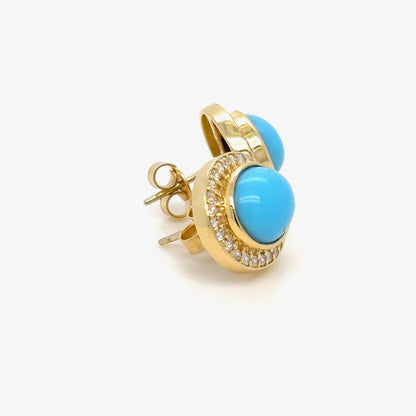18k Gold Turquoise & diamond Earrings