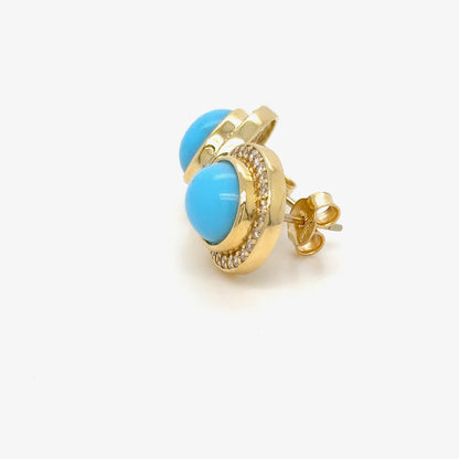18k Gold Turquoise & diamond Earrings