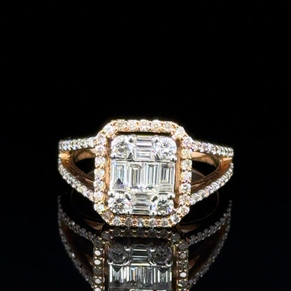 18K Rose Gold Diamond Baguette Ring
