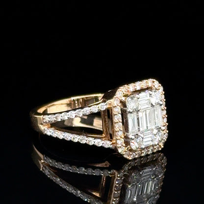 18K Rose Gold Diamond Baguette Ring