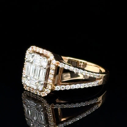 18K Rose Gold Diamond Baguette Ring