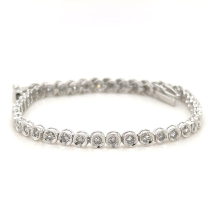 Bezel-Set Old Cut Diamond Tennis Bracelet in 18K White Gold