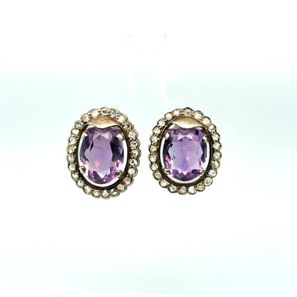 18K Gold Amethyst & Diamond Earrings