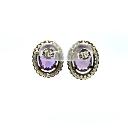 18K Gold Amethyst & Diamond Earrings