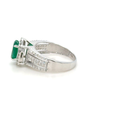 18K Gold Zambian Emerald & diamond Ring