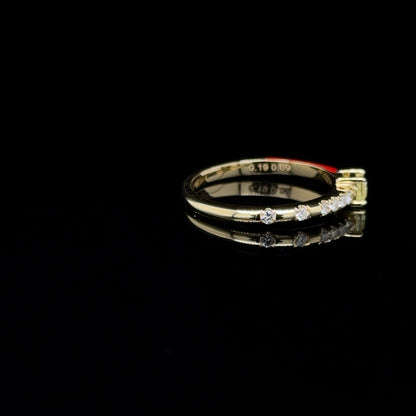 18K Yellow Gold Yellow Diamond & Red Enamel stackable ring