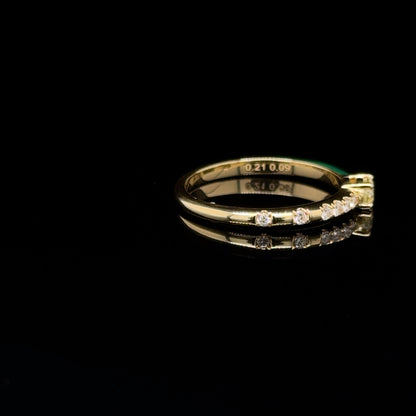 18K Yellow Gold Yellow Diamond & Green Enamel stackable Ring