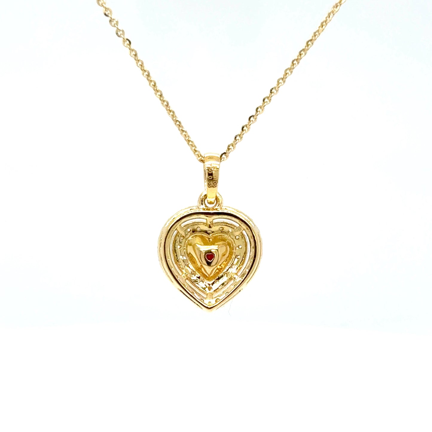 1.05 Carat Ruby & Diamond Heart Necklace 18K Yellow Gold