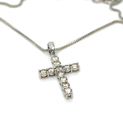 3 Carat Diamond Cross Pendant 18K White Gold