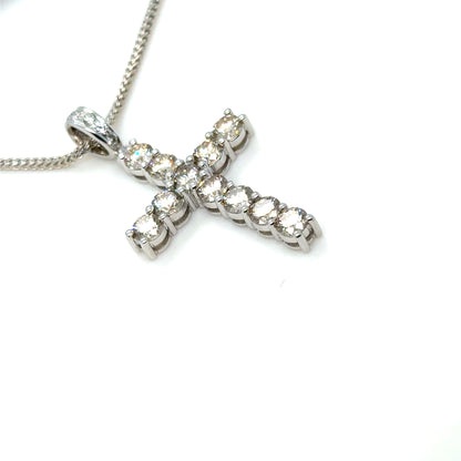 3 Carat Diamond Cross Pendant 18K White Gold