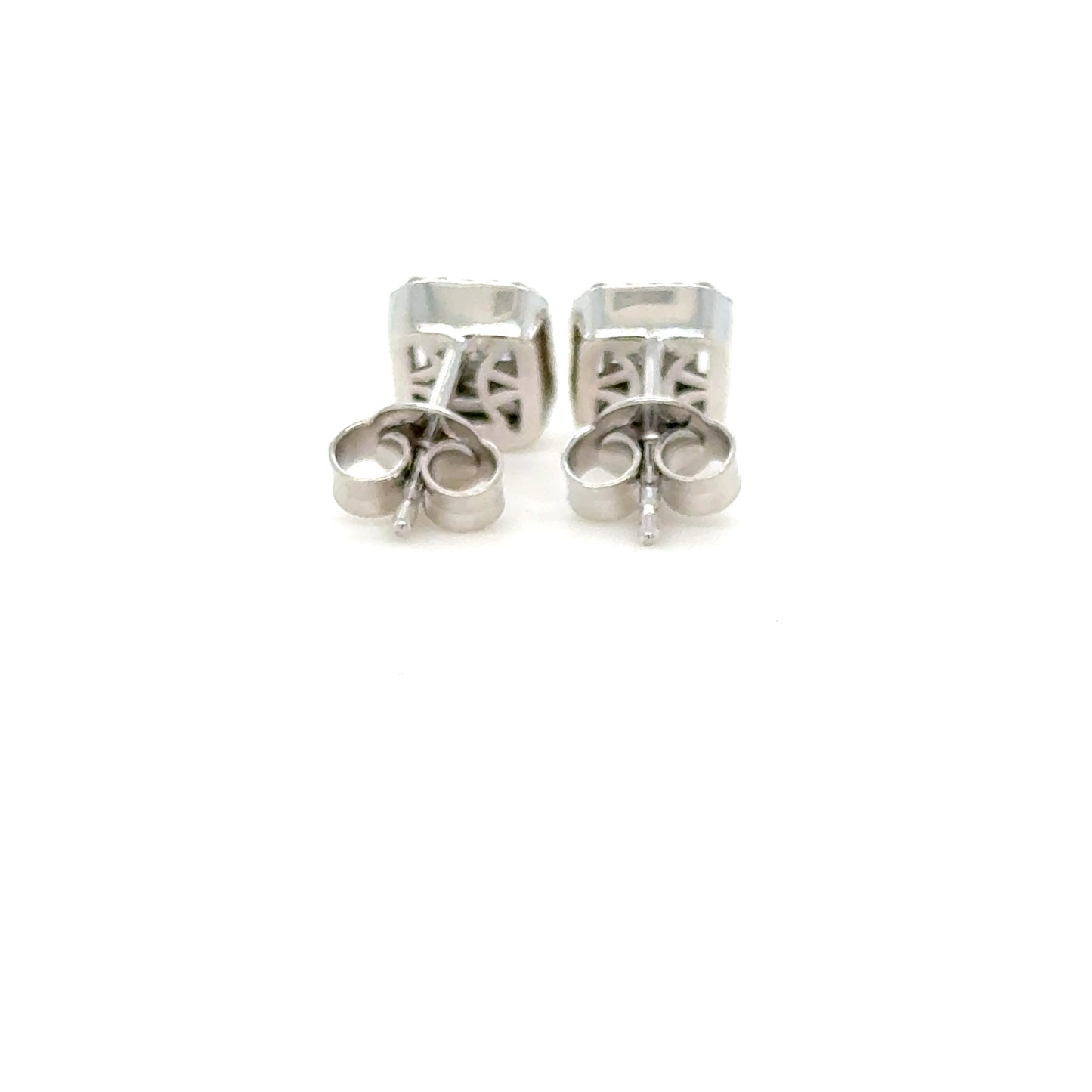 Baguette Diamond Stud Earrings 18K White Gold