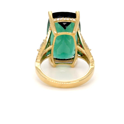 17.55 Carat Tourmaline ring in 18K Yellow Gold