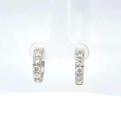 18K White Gold Diamond Hoop Earrings