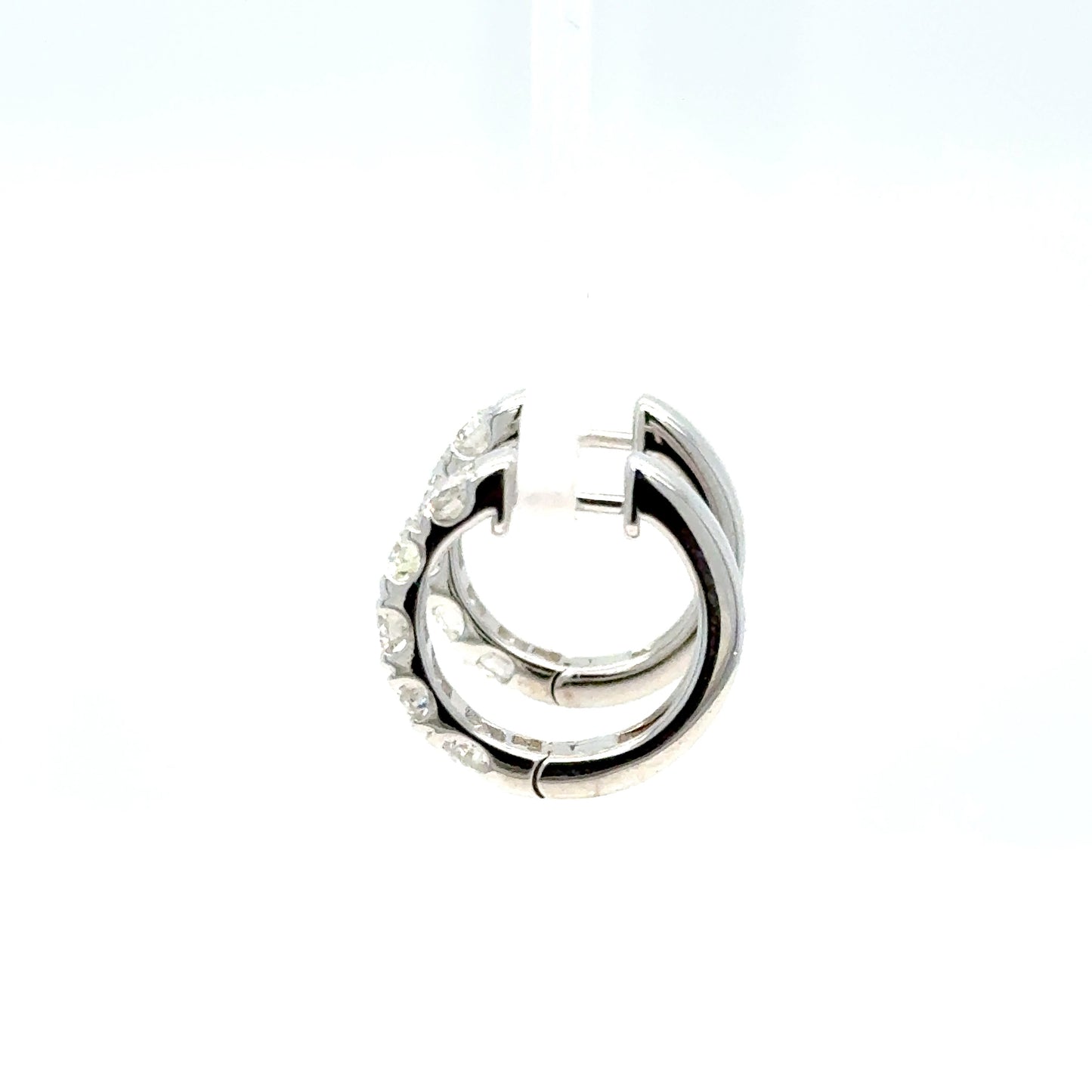 18K White Gold Diamond Hoop Earrings