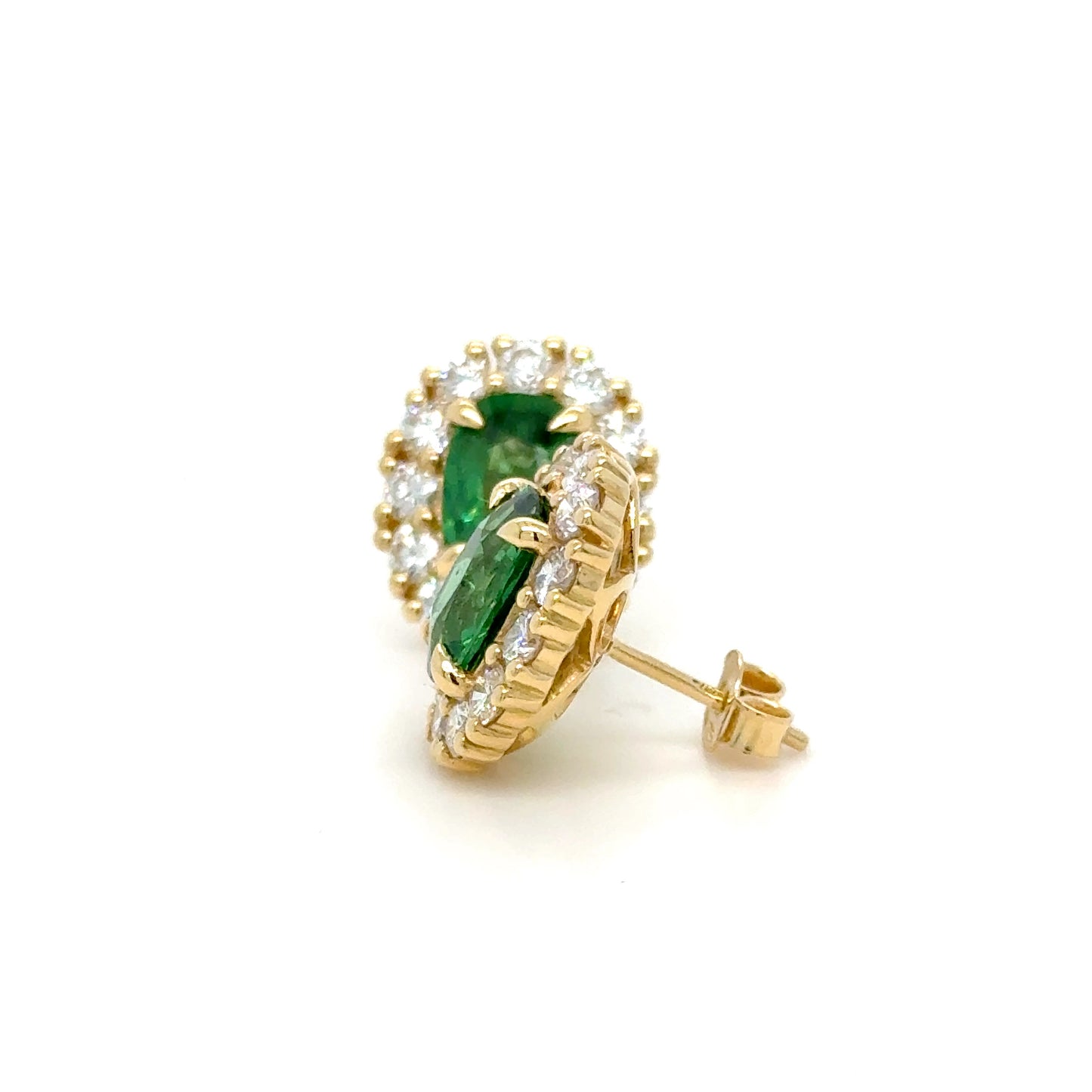 4.12 Carats Tanzanian Tsavorite & Diamond Cluster Earrings in 18K Yellow Gold