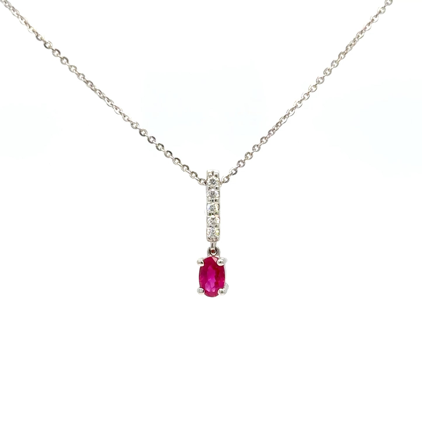 Ruby & Diamond Necklace 9K White Gold