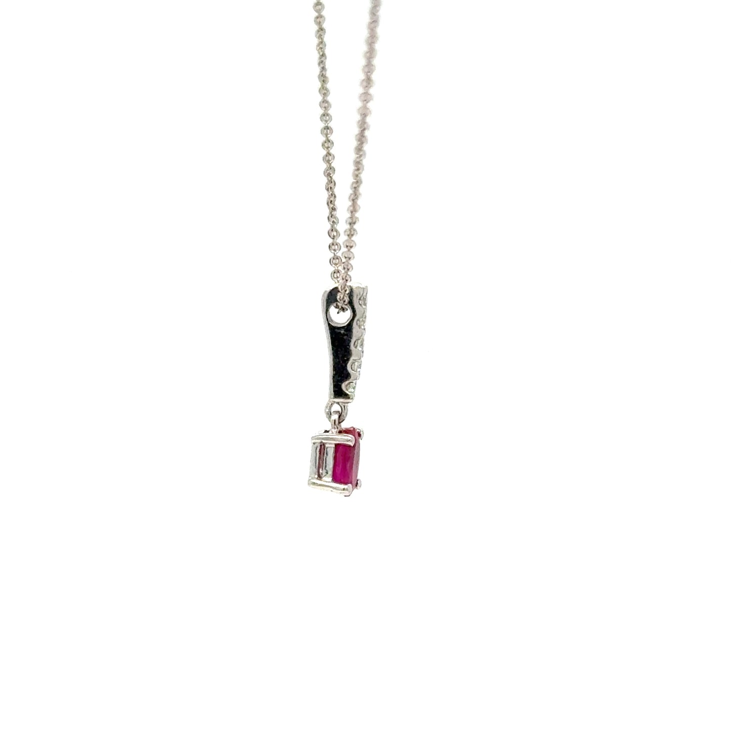 Ruby & Diamond Necklace 9K White Gold