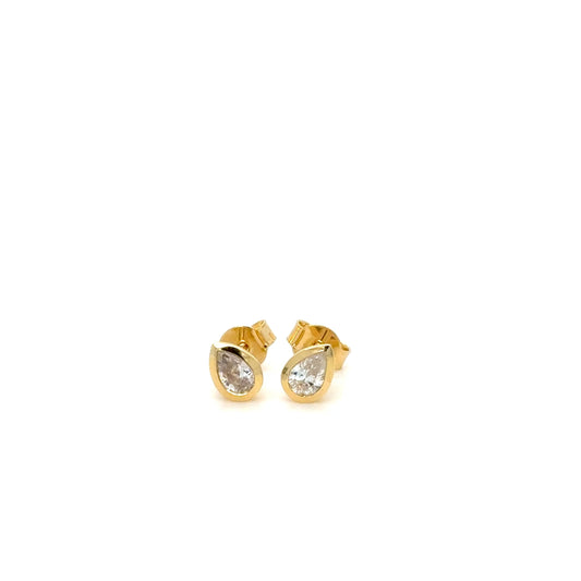 Pear Shape Diamond Stud Earrings in 18K Yellow Gold